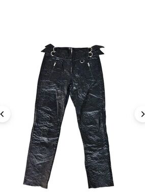 Isabel Marant Black Skinny Faux-Leather Jeans with Ring Details